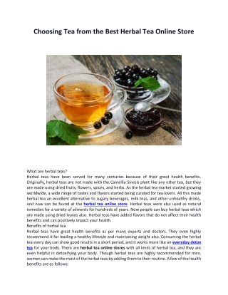 Choosing Tea from the Best Herbal Tea Online Store