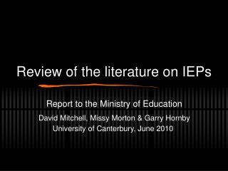 Review of the literature on IEPs