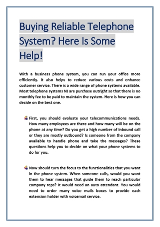 Buying Reliable Telephone System Here Is Some Help!