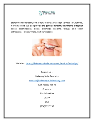 Invisalign Service In Charlotte NC  Blakeneysmiledentistry.com