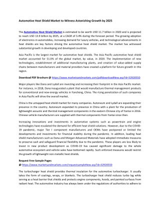 Automotive Heat Shield Market to Witness Astonishing Growth by 2025