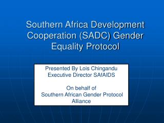 Southern Africa Development Cooperation (SADC) Gender Equality Protocol
