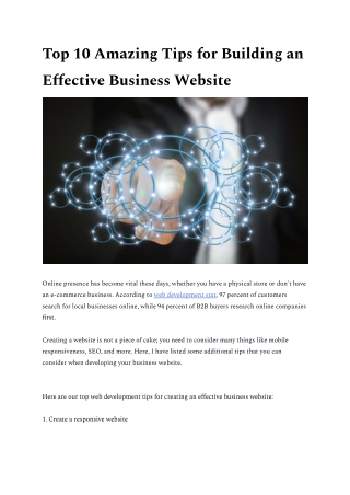 Top 10 Amazing Tips for Building an Effective Business Website