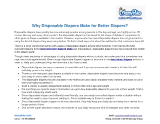 Why Disposable Diapers Make for Better Diapers?