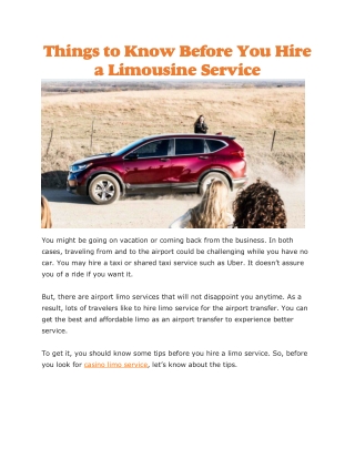 Casino limo service