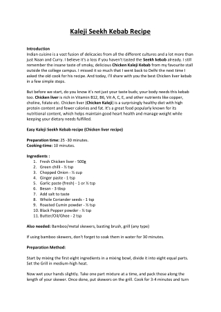 Kaleji seekh kebab recipe