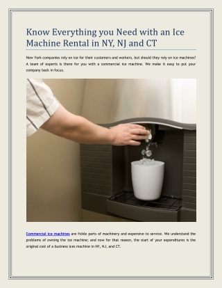 Know Everything you Need with an Ice Machine Rental in NY, NJ and CT
