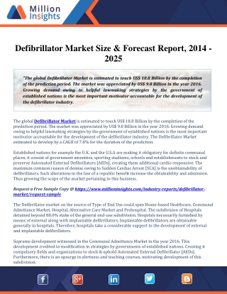 Defibrillator Market CAGR, Analysis and Forecast 2014 - 2025