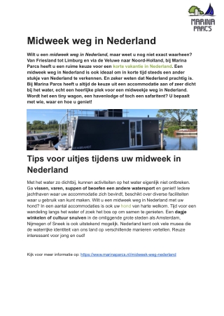 Midweek weg Nederland