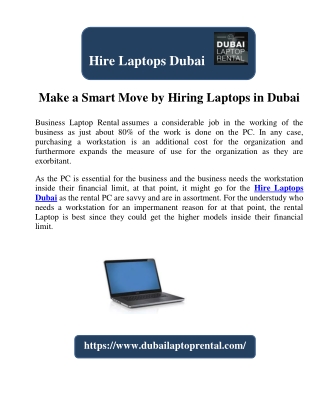 Make a Smart Move by Hiring Laptops in Dubai