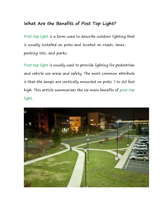 What Are the Benefits of Post Top Light
