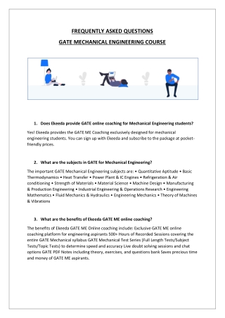 FAQs- GATE Mechanical Engineering Course 2021 & 2022- Ekeeda