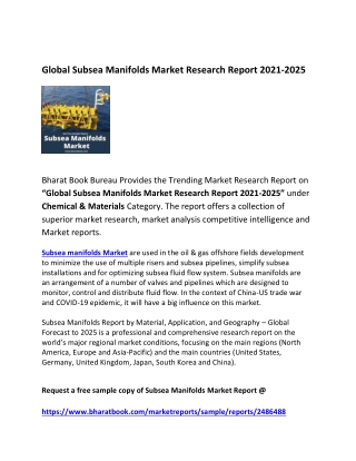 Global Subsea Manifolds Market Forecast 2021-2025