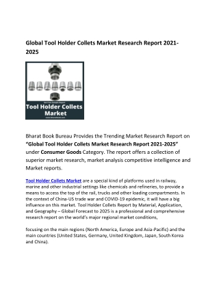 Global Tool Holder Collets Market Forecast 2021-2025