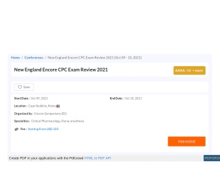 CPC Exam Review- New England Encore CPC Exam Review 2021