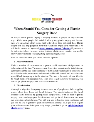 When Should You Consider Getting A Plastic Surgery Done