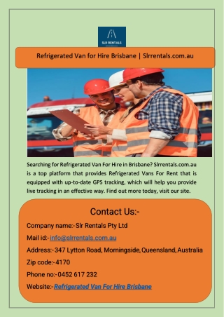 Refrigerated Van for Hire Brisbane  Slrrentals.com.au