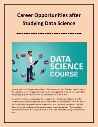 Career Opportunities After Studying Data Science