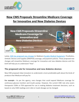 New CMS Proposals | Medicare Coverage | Innovative and New Diabetes Devices