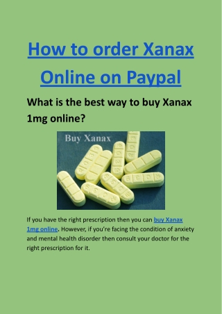 How to order Xanax Online on Paypal