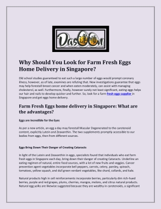 Why Should You Look for Farm Fresh Eggs Home Delivery in Singapore