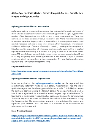 Alpha-Cypermethrin Market: Covid-19 Impact, Trends, Growth, Key Players