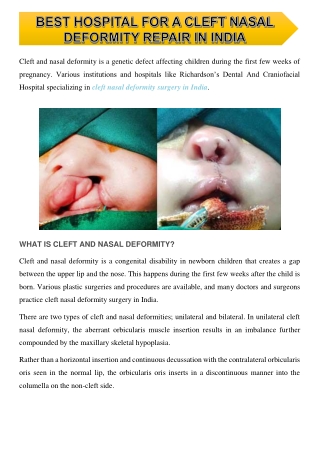 Everything about Cleft Nasal Deformity Surgery in India