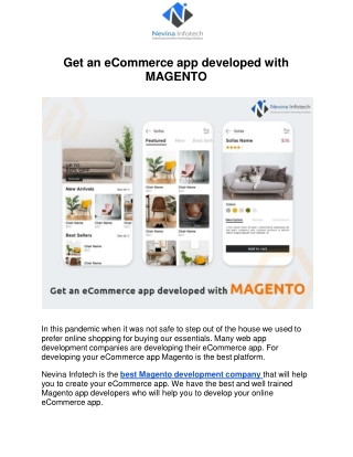 Get an eCommerce app developed with MAGENTO