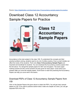 Download Class 12 Accountancy Sample Papers for Practice