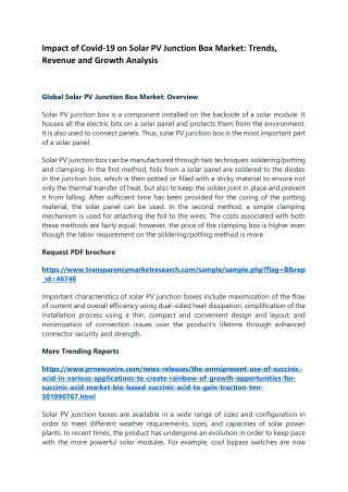 Impact of Covid-19 on Solar PV Junction Box Market: Trends, Revenue
