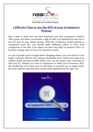 5 Effective Tips to Ace the SEO of your eCommerce Website