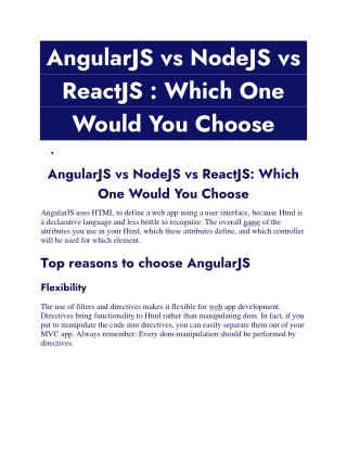 AngularJS vs NodeJS vs ReactJS: Which One Would You Choose
