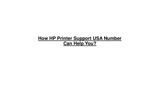 How HP Printer Support USA Number Can Help