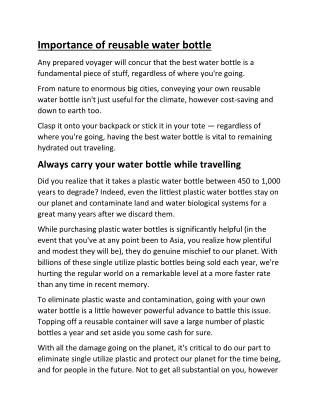 Importance of reusable water bottle