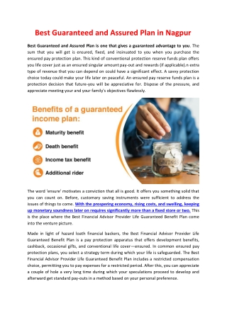 Best Guaranteed and Assured Plan in Nagpur