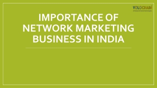Importance of Network Marketing Business in India