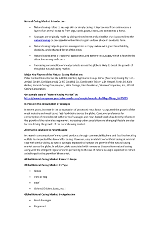 Natural Casing Market - Global Industry Analysis, Size, Share, Growth