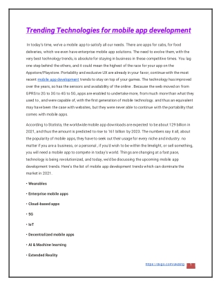 Trending Technologies for mobile app development