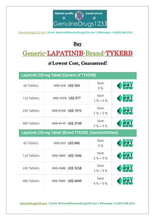 Get LAPATINIB TYKERB 250 MG at Lowest Cost with Custom Clearance Guaranteed
