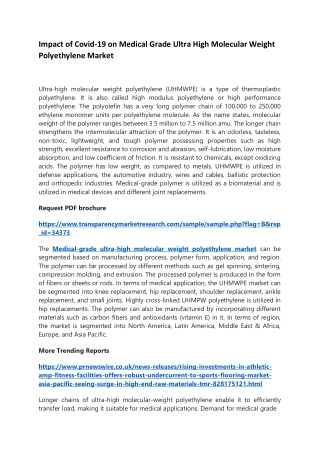 Impact of Covid-19 on Medical Grade Ultra High Molecular Weight Polyethylene Mar