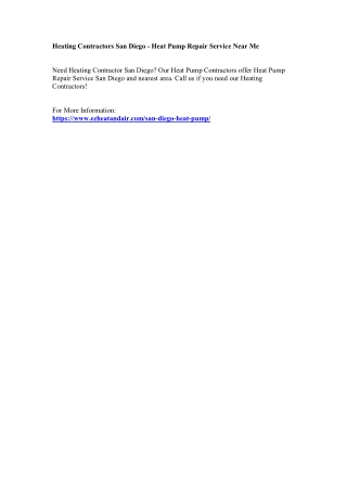 Heat Pump Repair Service & Installation San Diego, CA | Heat Pump Contractors Ne
