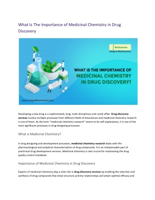 What Is The Importance of Medicinal Chemistry in Drug Discovery-converted