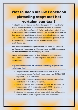 Facebook stopt plotseling met het vertalen van taal, hoe dit te verhelpen