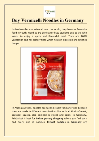 Buy Vermicelli noodles in Germany | Fnbbasket