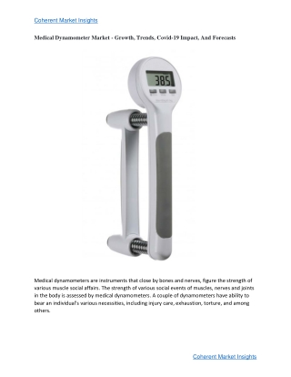 Medical Dynamometer Market Forecast to 2027 - Covid-19 Impact and Global Analysi