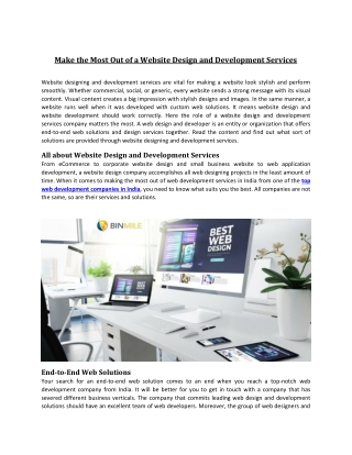 Make the Most Out of a Website Design and Development Services