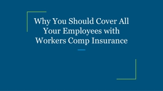 Why You Should Cover All Your Employees with Workers Comp Insurance
