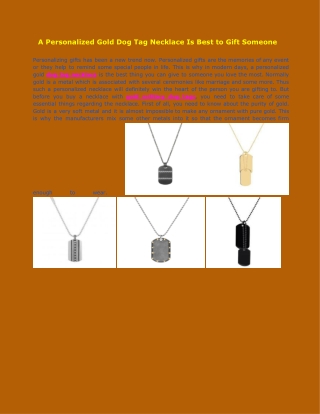 A Personalized Gold Dog Tag Necklace Is Best to Gift Someone