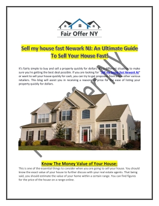 Sell My House Fast NJ | Fair Offer NY