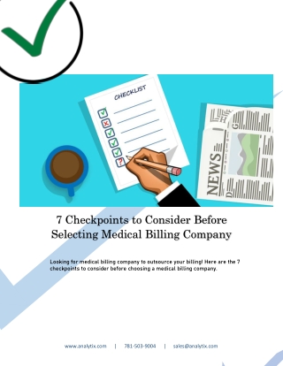 7 Checkpoints To Consider Before Selecting Medical Billing Company